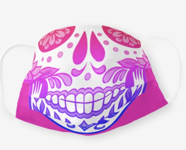 Cute Pink Sugar Skull Cloth Face Mask