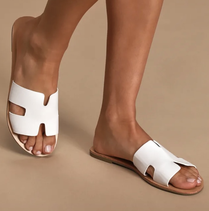 Lulus Saxon White Slide Sandals