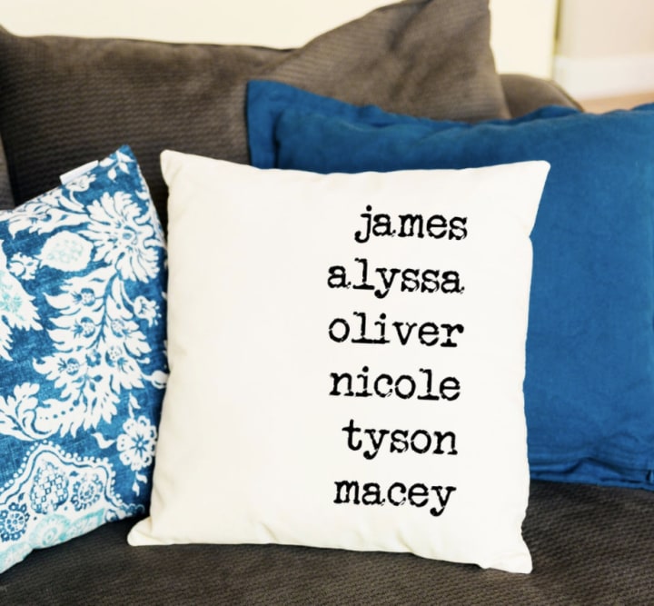 Qualtry Personalized Family Names Throw Pillow