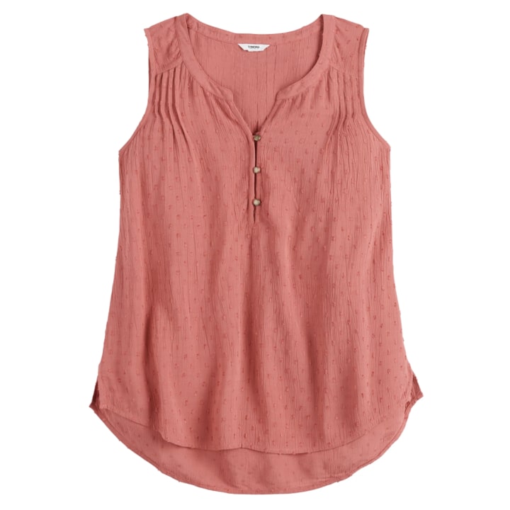 Sonoma Goods for Life Three-Button Pintuck Tank
