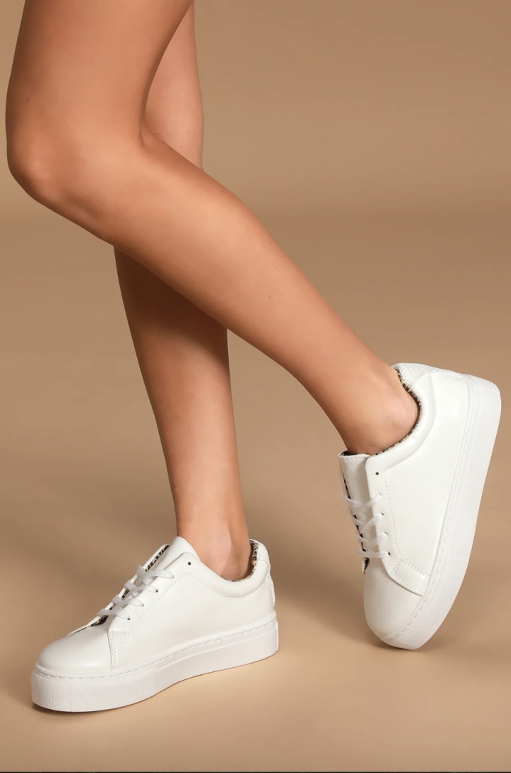 Lulus Junie White Flatform Sneakers
