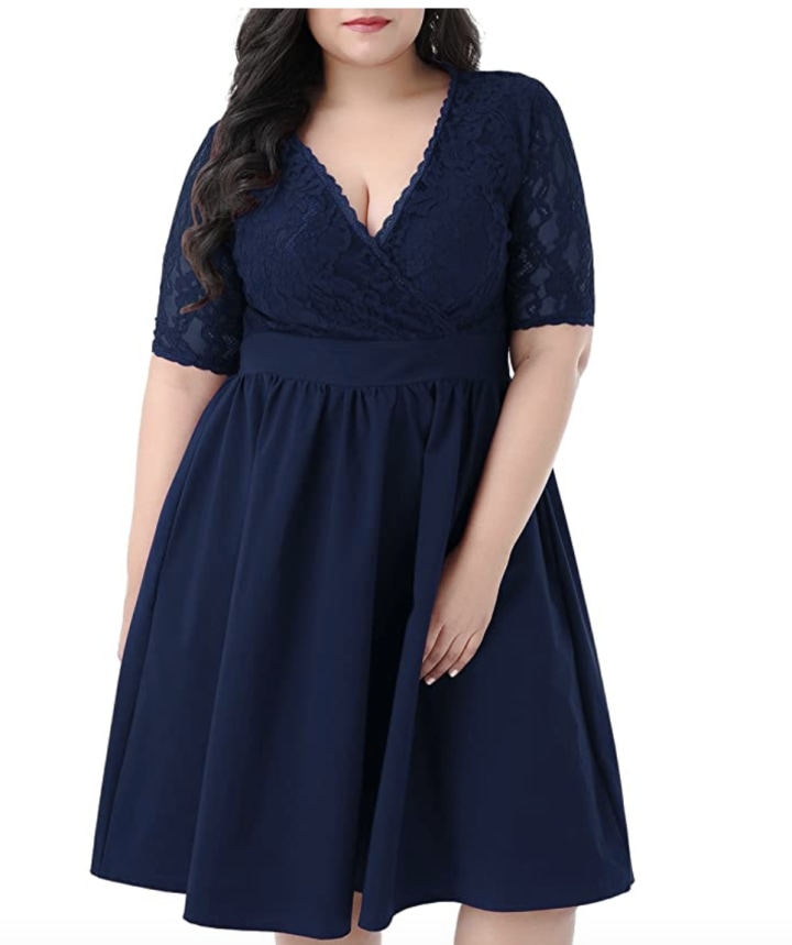 Nemidor Women's Plus-Size Lace Cocktail Dress
