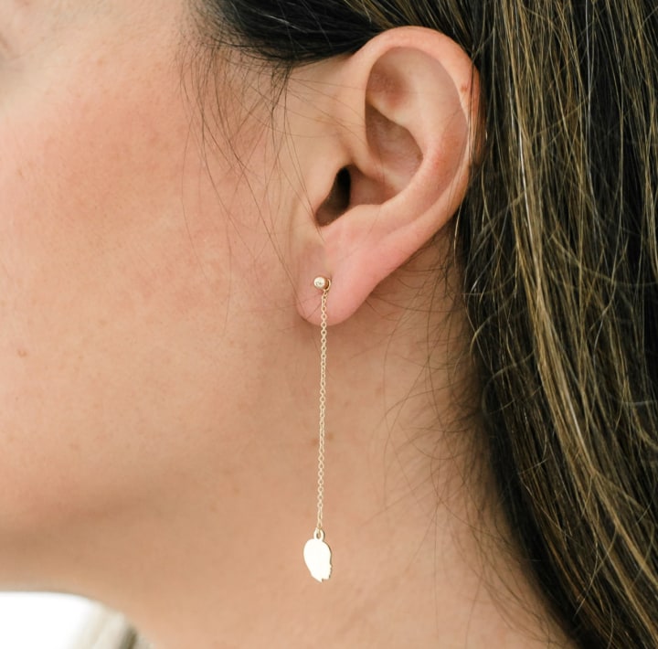 Single Silhouette Lariat Drop Earrings