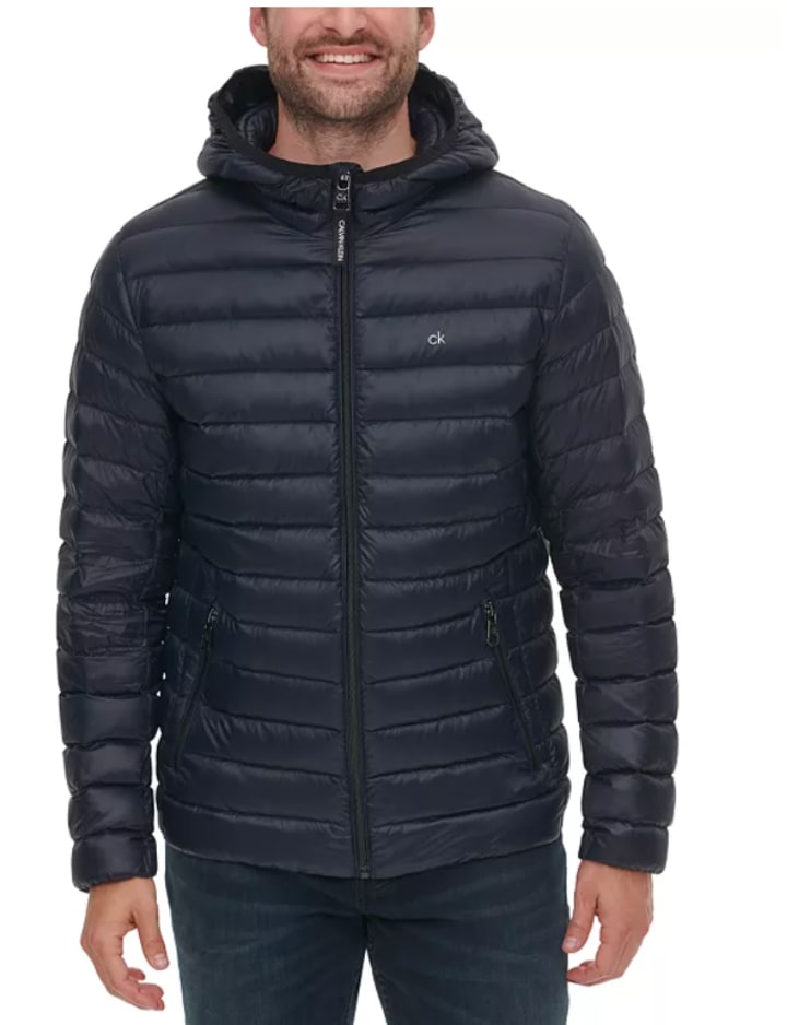 Calvin Klein Men's Packable Down Hooded Puffer Jacket
