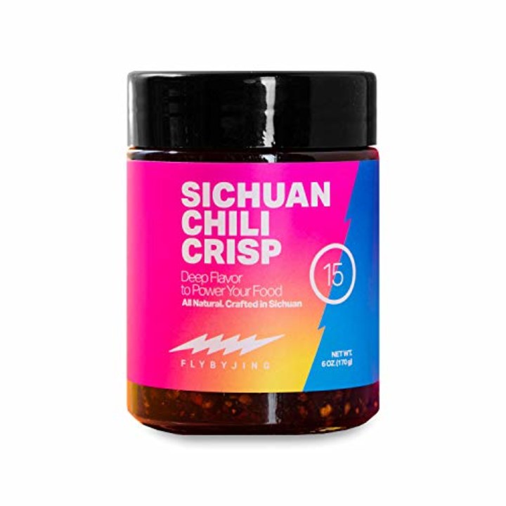 FLY BY JING Sichuan Chili Crisp, Deliciously Savory Umami Spicy Tingly Crispy Gourmet All Natural Vegan Gluten Free Hot Chili Oil Sauce with Sichuan Pepper, Good on Everything