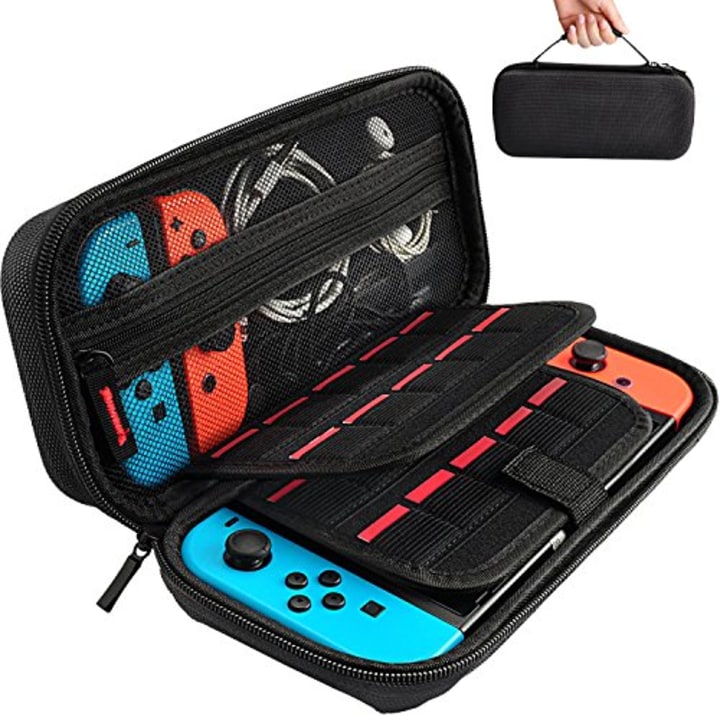 Hestia Goods Switch Carrying Case for Nintendo Switch, with 20 Games Cartridges Protective Hard Shell Travel Carrying Case Pouch for Nintendo Switch Console &amp; Accessories, Black