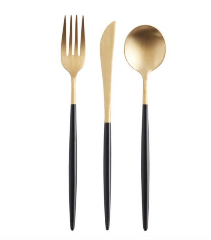 World Market Black And Gold Shay Flatware Collection
