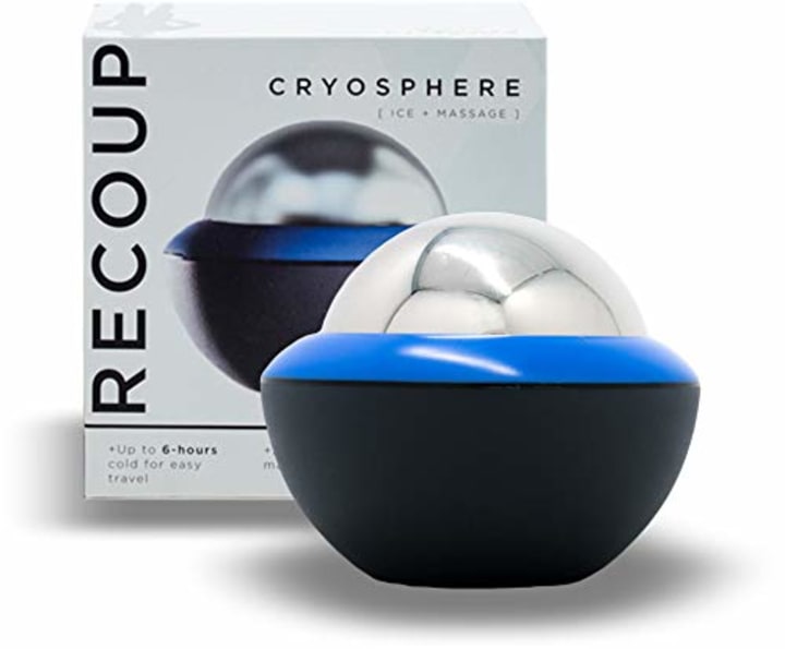 Recoup Fitness Cryosphere Cold Massage Roller - 6 Hours Cold Relief - Ice Cup - Myofascial Release- Great for Recovery - Free Rolling Removable Ball - Deep Tissue Massage - Pain Relief - Ice Pack