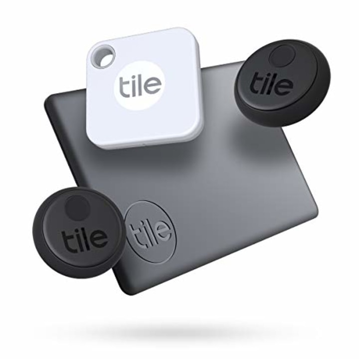 Tile Essentials (2020) 4-pack (1 Mate, 1 Slim, 2 Stickers) - Bluetooth Tracker &amp; Item Locators for Keys, Wallets, Remotes &amp; More; Easily Find All Your Things