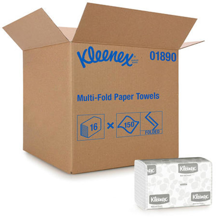 Kimberly-Clark Professional Kleenex Multifold Paper Towels, White, 9 1/5 x 9 2/5 (150 per pk., 16 pks./carton)