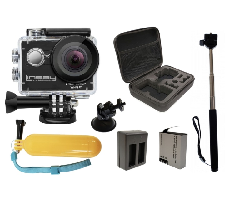 Linsay Super Bundle 1080P Action Camera with Accessories