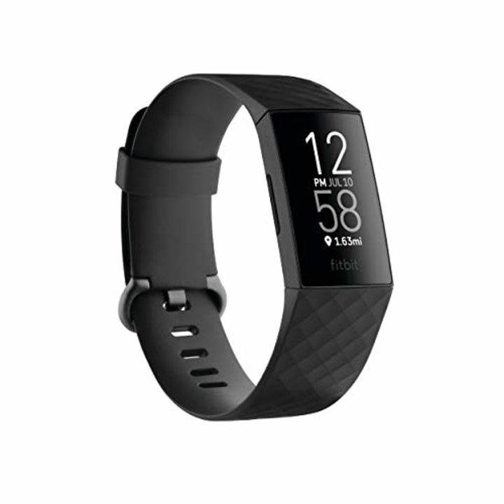 Fitbit Charge 4 Fitness and Activity Tracker with Built-in GPS, Heart Rate, Sleep &amp; Swim Tracking, Black/Black, One Size (S &amp;L Bands Included)