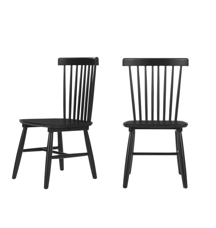 StyleWell Black Wood Windsor Dining Chair (Set of 2)