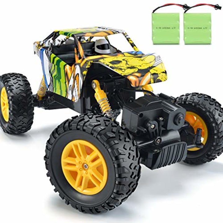 DOUBLE E RC Cars Rechargeable Remote Control Car with 2 Batteries 4WD Off Road Monster Truck Rock Crawler Toys for Boys Girls on All Age
