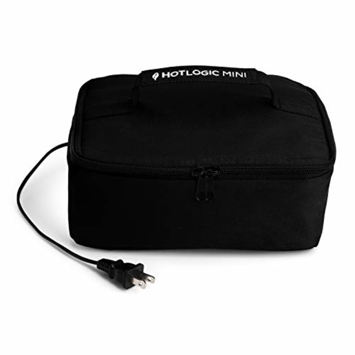 HOTLOGIC Food Warming Tote, Lunch Bag 120V, Black - Food Warmer and Heater - Lunch Box for Office, Travel, Potlucks, and Home Kitchen