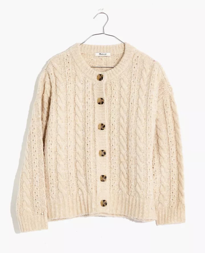 Pointelle Cable Cardigan Sweater