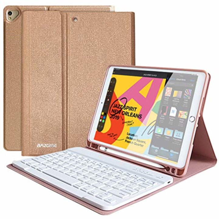 iPad 10.2 8th 7th Generation 2020/2019 Keyboard Case - iPad Air 3 10.5&quot; 2019- iPad Pro 10.5&quot; 2017- Detachable Wireless Bluetooth Keyboard- Magnetic Smart Case with Pencil Holder (Glitter Champagne)