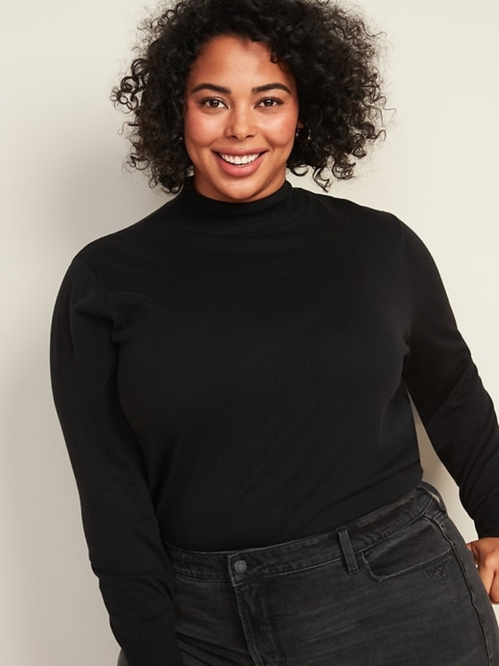 Relaxed Mock-Neck Plus-Size Sweater
