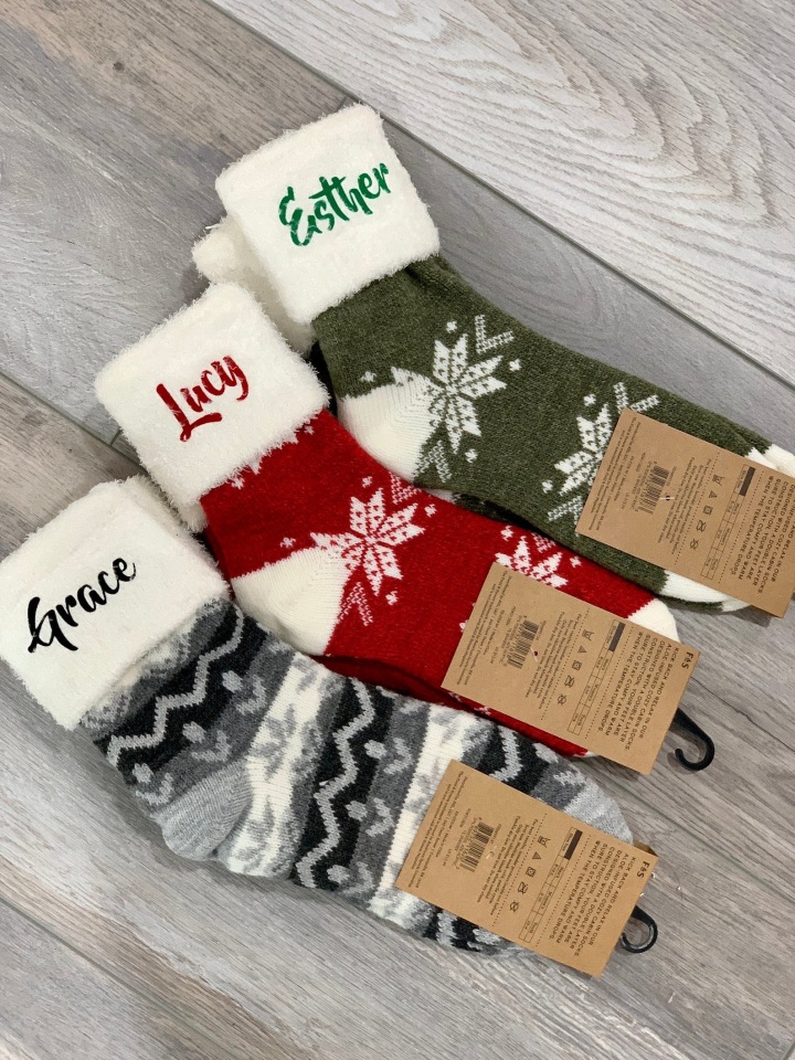 Personalized Cozy Holiday Socks | Christmas Socks | Custom Socks - Women