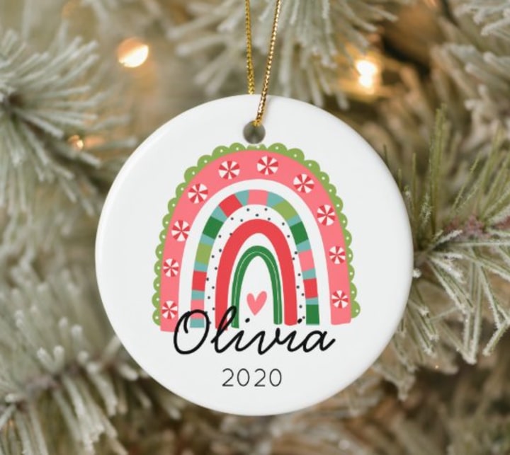 Rainbow Personalized Christmas Ornament
