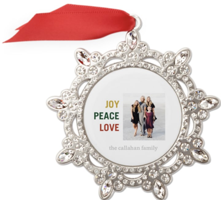 Joy Peace Love Colorful Jeweled Ornament