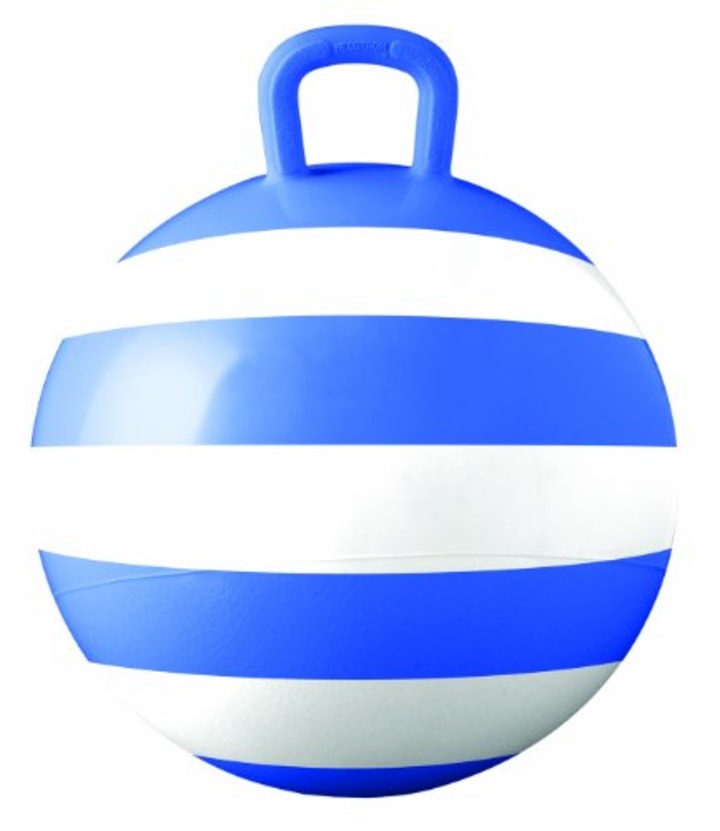Hedstrom Blue Striped Hopper Ball, Kid&#039;s Ride-on Toy, Bouncy Hopping Ball with Handle - 15 Inch