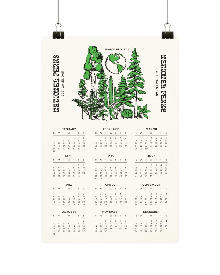National Parks Year at a Glance 2021 Calendar