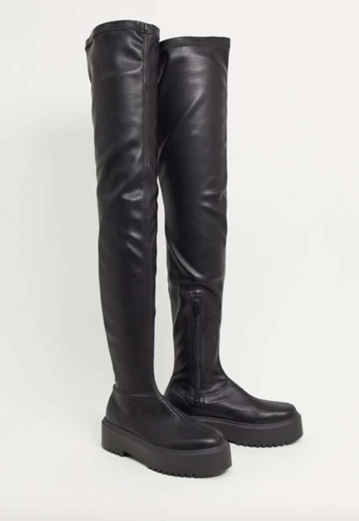 ASOS DESIGN Wide Fit Katie Chunky Over the Knee Boots