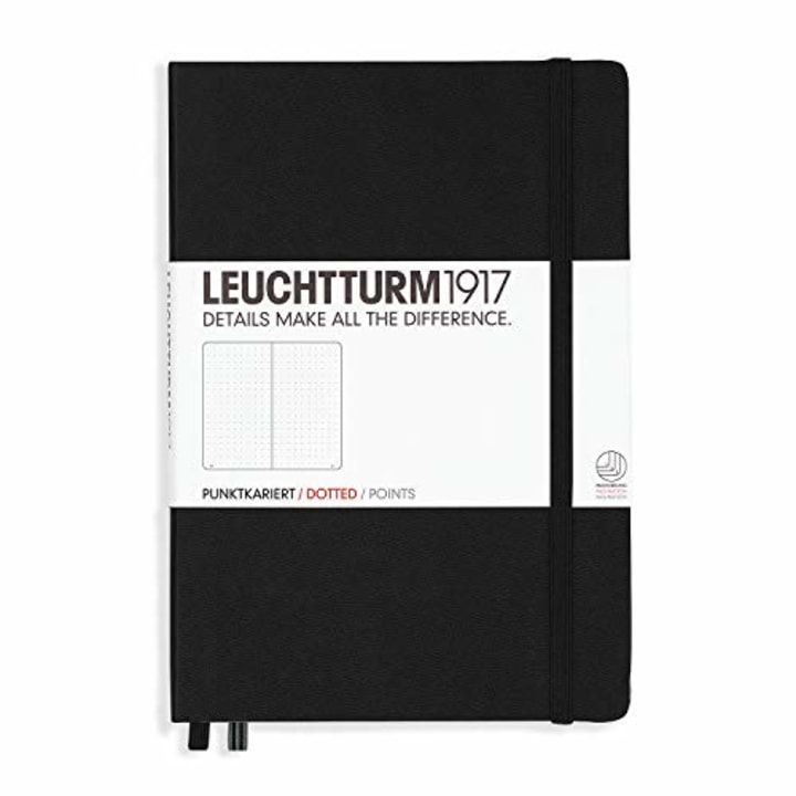 Leuchtturm1917 Medium A5 Dotted Hardcover Notebook (Black) - 249 Numbered Pages