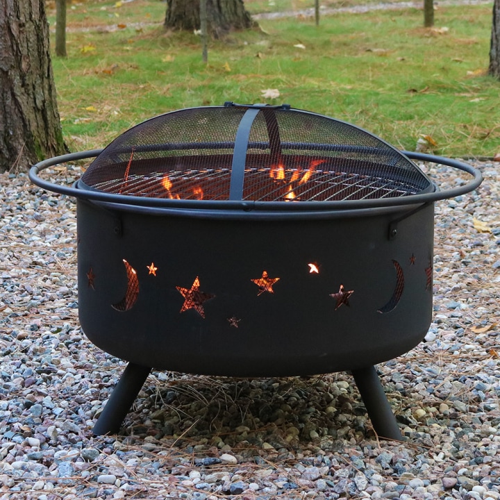 Sunnydaze 30" Fire Pit with Cooking Grill