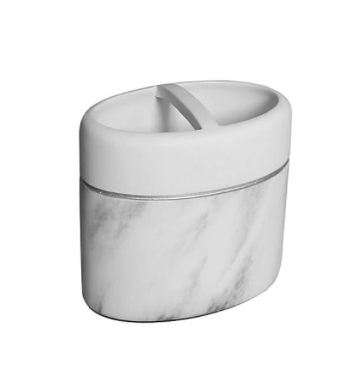 Duo Marble Toothbrush Holder in White