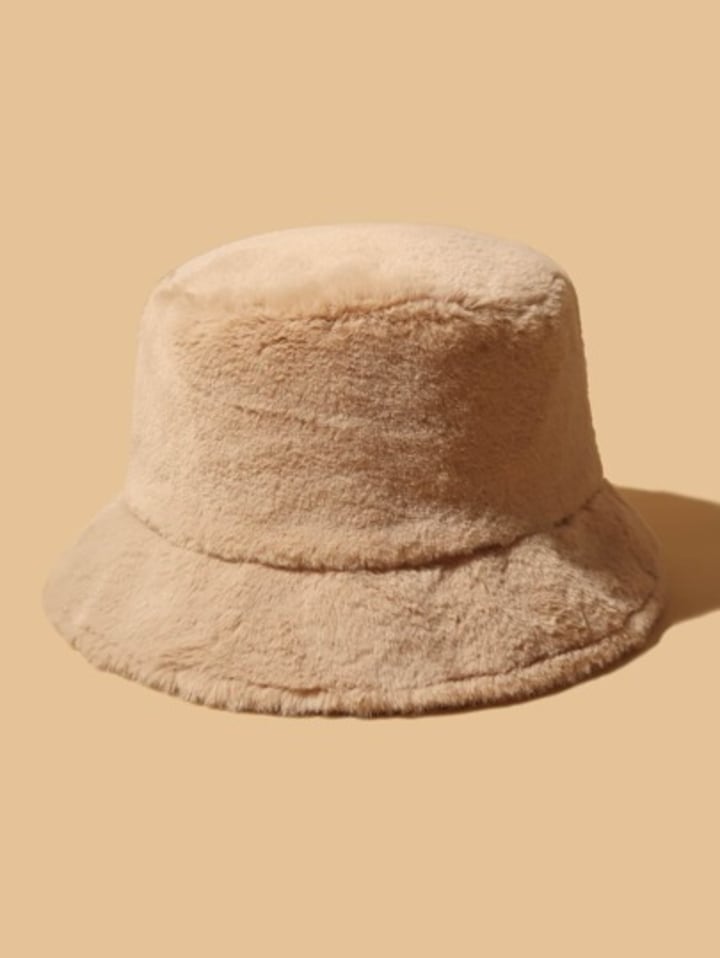 Shein Solid Plush Bucket Hat