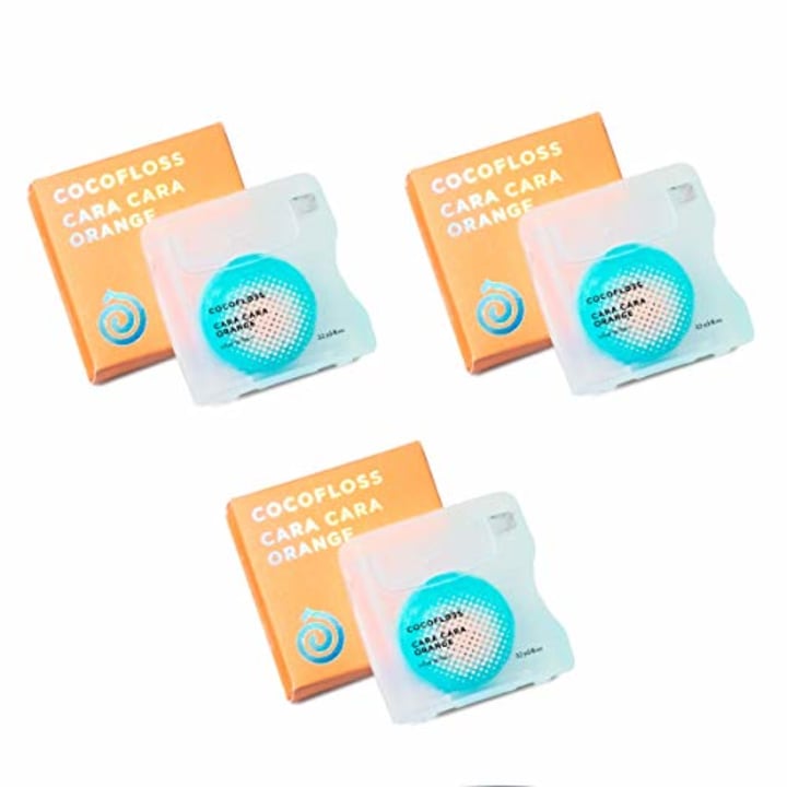 COCOFLOSS Coconut-Oil Infused Woven Dental Floss | Orange | Dentist-Designed | Vegan and Cruelty-Free | 6 month Supply (32 Yds x 3 Units)