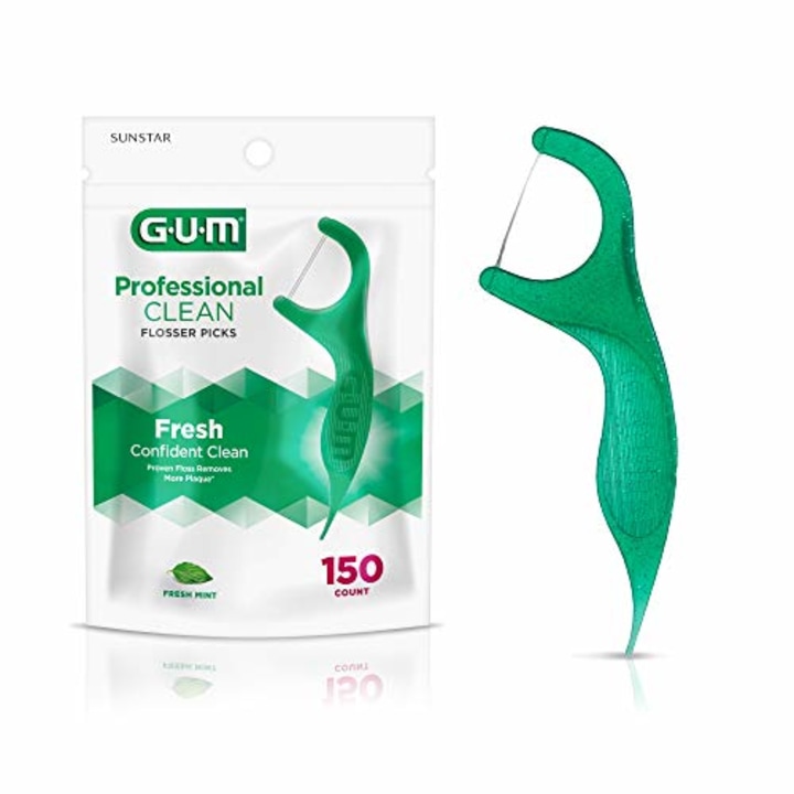 GUM-889DD Professional Clean Flossers Extra Strong Flosser Pick, Fresh Mint, 150 Count