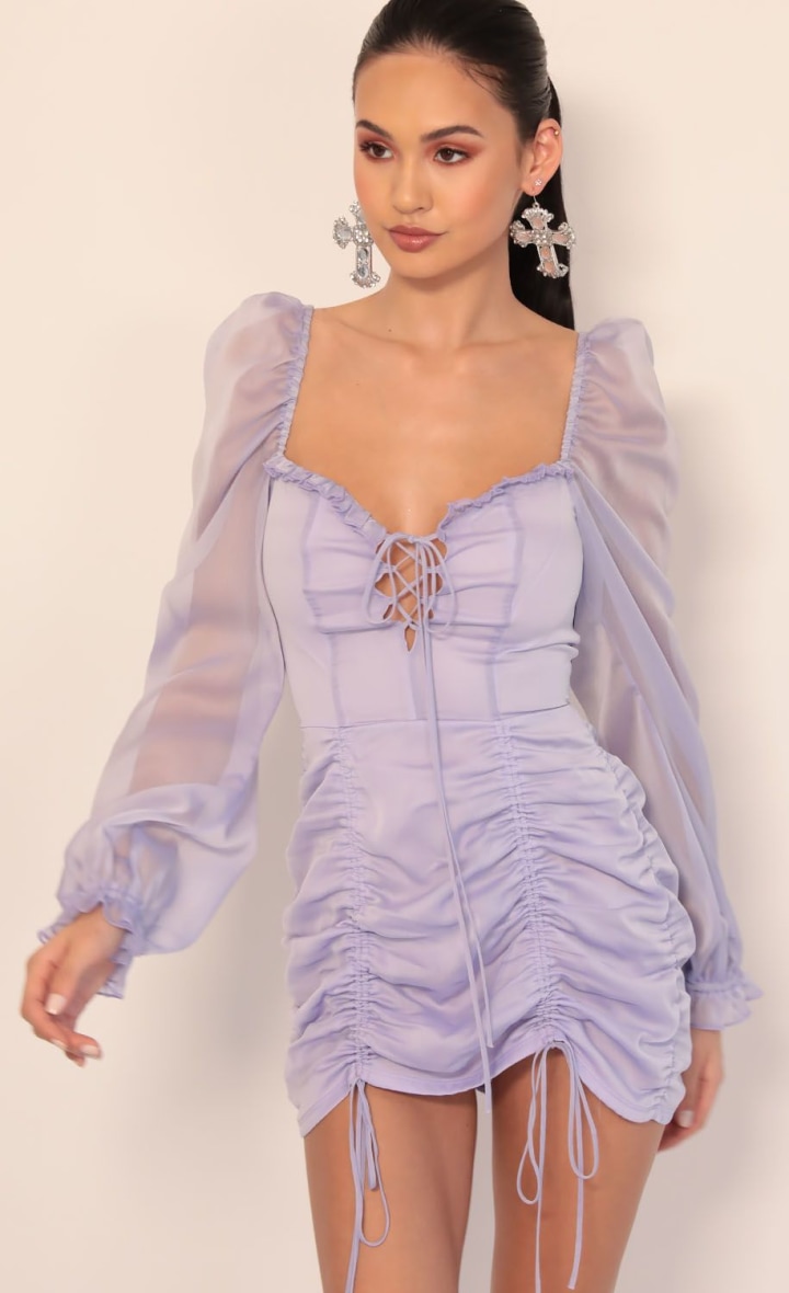 Couture Chiffon Puff Sleeve Dress