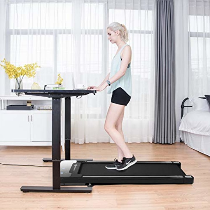 Goplus Under Desk Electric Treadmill, with Touchable LED Display and Wireless Remote Control, Built-in 3 Workout Modes and 12 Programs, Walking Jogging Machine for Home/Office