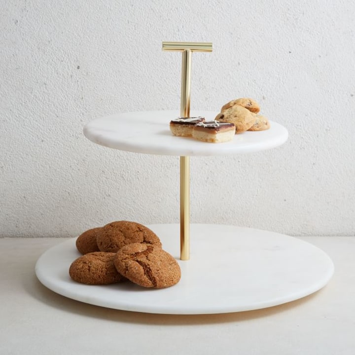 Marble + Brass 2-Tier Cake Stand