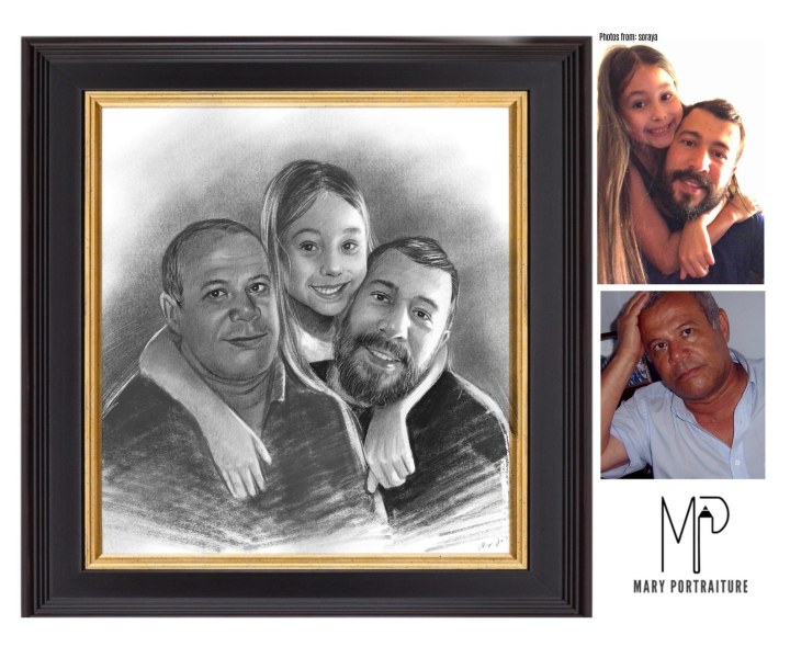 Hand Drawn Charcoal Portrait for Loved Ones