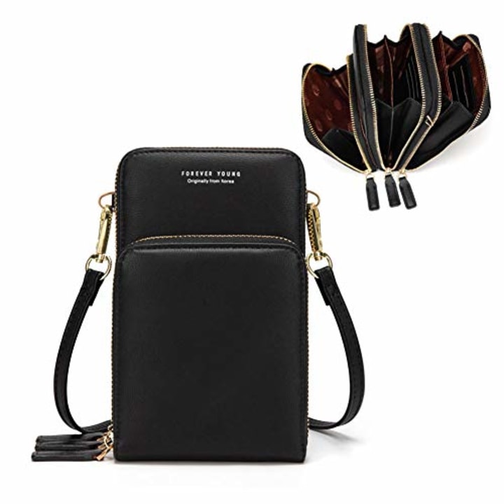 Small Crossbody Cell Phone Purse for Women, Mini Messenger Shoulder Handbag Wallet with Credit Card Slots