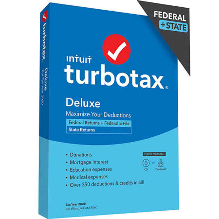 TurboTax Deluxe 2020 Fed + Efile + State (PC/MAC Disc)