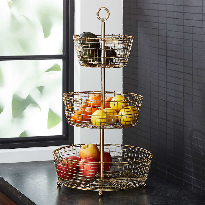 Bendt Gold 3-Tier Wire Fruit Basket