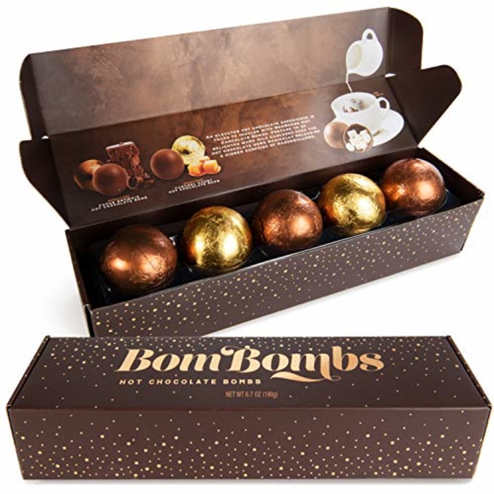 Bombombs Hot Chocolate Bombs, Includes Fudge Brownie and Caramel Candy Cocoa Bombs Filled with Marshmallows, Pack of 5