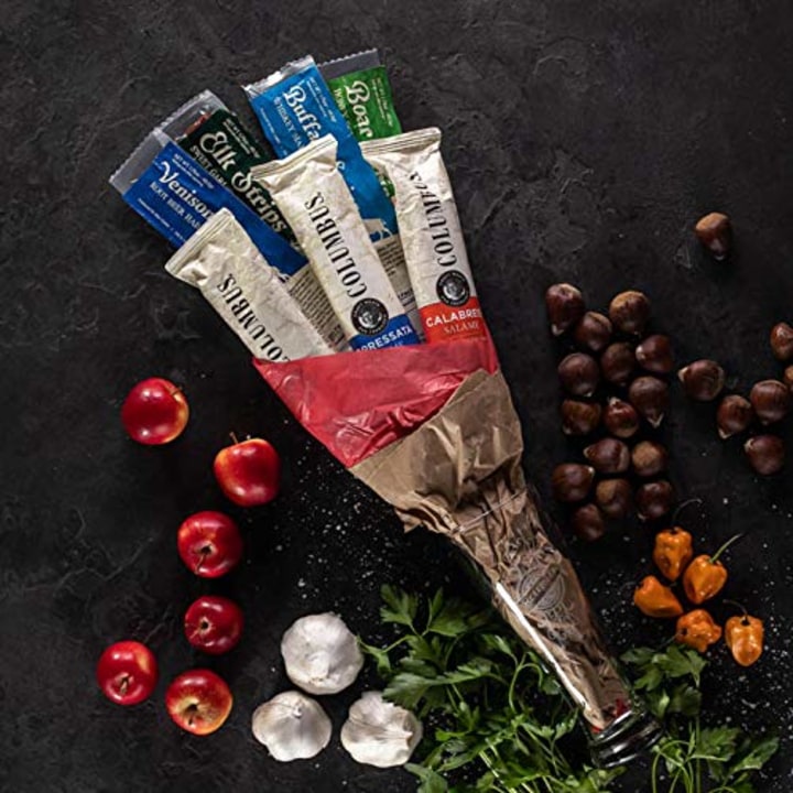 Exotic Meats Grand Bouquet - Includes 3 Sticks Of Seasoned Salami Disguised As A Cheesy Flower Bouquet - A Fun And Flavorful Meaty Surprise