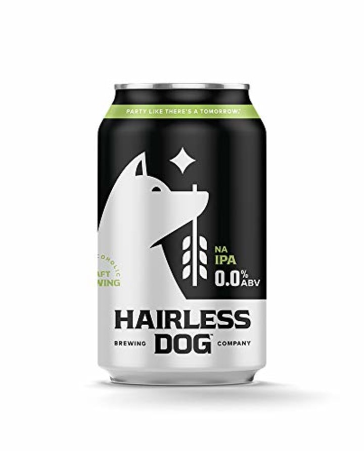 Hairless Dog Non-Alcoholic IPA 12-Pack, 12 Fl OZ Cans (2 6-packs)