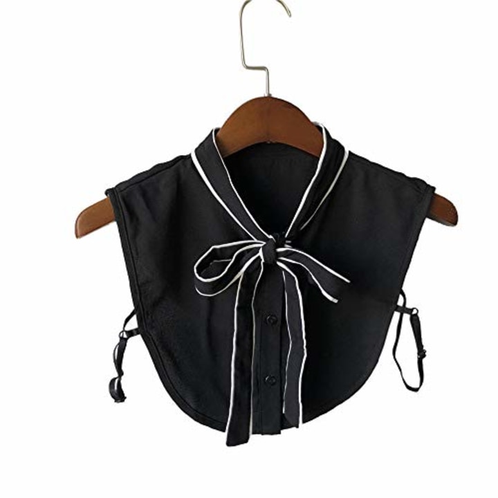 Vpang Stylish Detachable Half Shirt Blouse False Collar Big Bowknot Chiffon Fake Collar Dickey Collar (Black), Large