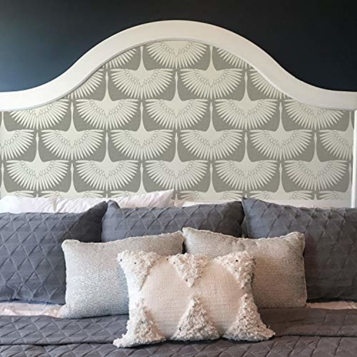 Tempaper FE4023 Feather Flock Removable Peel and Stick Wallpaper, 28 sq. ft, Chalk