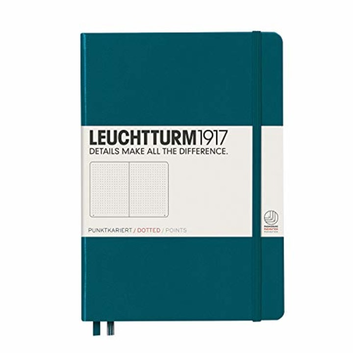 LEUCHTTURM1917 - Medium A5 Dotted Hardcover Notebook (Pacific Green) - 251 Numbered Pages