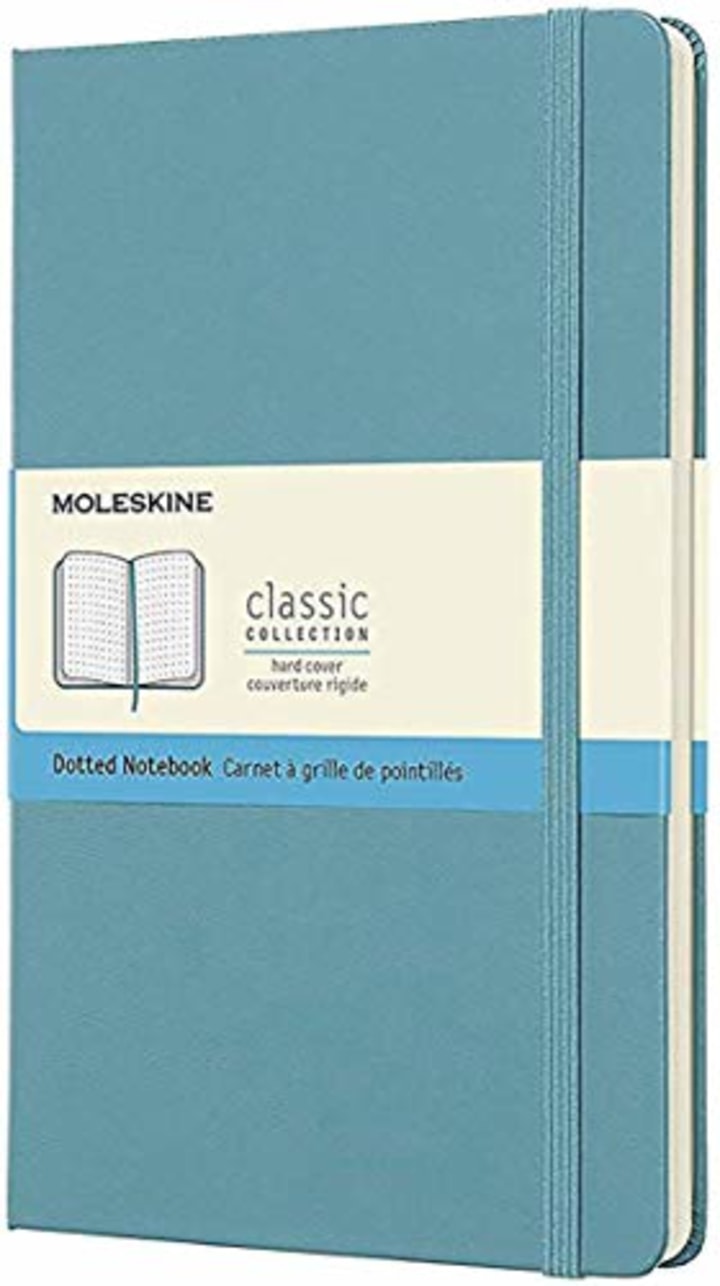 Moleskine Classic Notebook, Hard Cover, Large (5&quot; x 8.25&quot;) Dotted, Reef Blue, 240 Pages