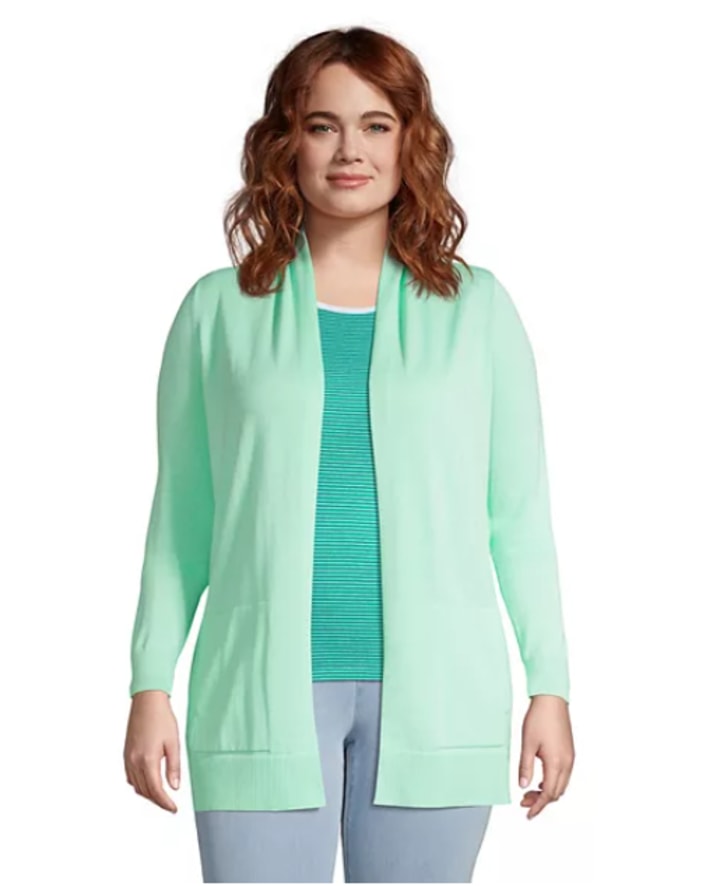Lands' End Open-Front Long Cardigan Sweater