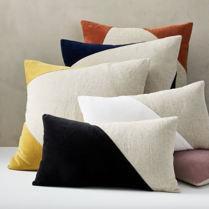 Cotton Linen & Velvet Corners Pillow Cover